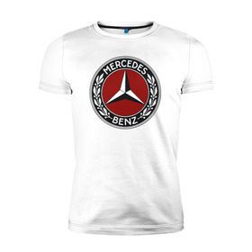 Мужская футболка премиум с принтом Mercedes-Benz в Белгороде, 92% хлопок, 8% лайкра | приталенный силуэт, круглый вырез ворота, длина до линии бедра, короткий рукав | mercedes benz мерседес