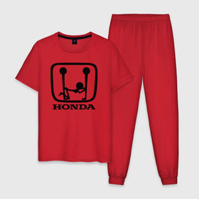 Мужская пижама хлопок с принтом Honda Logo Sexy в Белгороде, 100% хлопок | брюки и футболка прямого кроя, без карманов, на брюках мягкая резинка на поясе и по низу штанин
 | Тематика изображения на принте: 