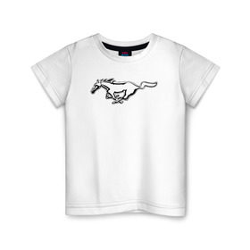 Детская футболка хлопок с принтом ford mustang в Белгороде, 100% хлопок | круглый вырез горловины, полуприлегающий силуэт, длина до линии бедер | ford mustang форд