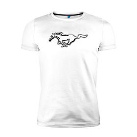 Мужская футболка премиум с принтом ford mustang в Белгороде, 92% хлопок, 8% лайкра | приталенный силуэт, круглый вырез ворота, длина до линии бедра, короткий рукав | Тематика изображения на принте: ford mustang форд