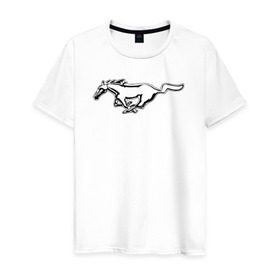 Мужская футболка хлопок с принтом ford mustang в Белгороде, 100% хлопок | прямой крой, круглый вырез горловины, длина до линии бедер, слегка спущенное плечо. | ford mustang форд