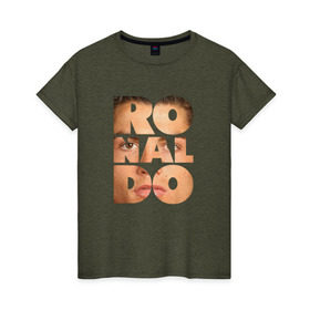Женская футболка хлопок с принтом Ronaldo face в Белгороде, 100% хлопок | прямой крой, круглый вырез горловины, длина до линии бедер, слегка спущенное плечо | cristiano | ronaldo | криштиану | роналдо | роналду