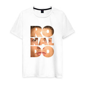 Мужская футболка хлопок с принтом Ronaldo face в Белгороде, 100% хлопок | прямой крой, круглый вырез горловины, длина до линии бедер, слегка спущенное плечо. | cristiano | ronaldo | криштиану | роналдо | роналду