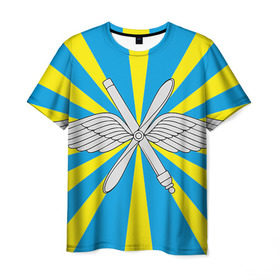 Мужская футболка 3D с принтом Флаг ВВС в Белгороде, 100% полиэфир | прямой крой, круглый вырез горловины, длина до линии бедер | авиатор | авиация | герб | летчику