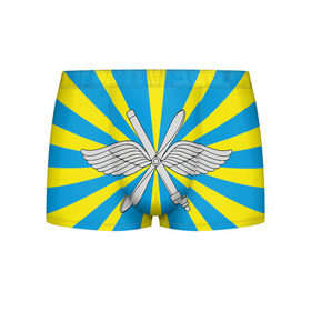 Мужские трусы 3D с принтом Флаг ВВС в Белгороде, 50% хлопок, 50% полиэстер | классическая посадка, на поясе мягкая тканевая резинка | Тематика изображения на принте: авиатор | авиация | герб | летчику