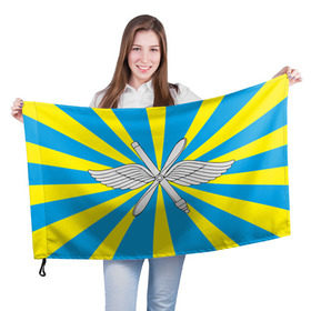 Флаг 3D с принтом Флаг ВВС в Белгороде, 100% полиэстер | плотность ткани — 95 г/м2, размер — 67 х 109 см. Принт наносится с одной стороны | авиатор | авиация | герб | летчику
