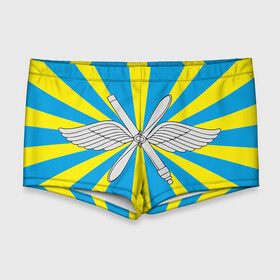 Мужские купальные плавки 3D с принтом Флаг ВВС в Белгороде, Полиэстер 85%, Спандекс 15% |  | авиатор | авиация | герб | летчику