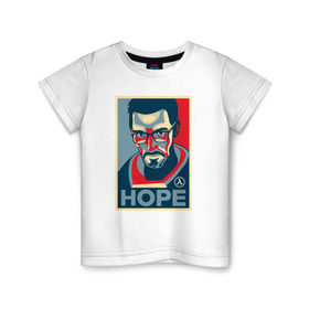 Детская футболка хлопок с принтом Half-Life HOPE в Белгороде, 100% хлопок | круглый вырез горловины, полуприлегающий силуэт, длина до линии бедер | half life | hl | mr.freeman | мистер фрим | надежда на hl3hope | халф лайф