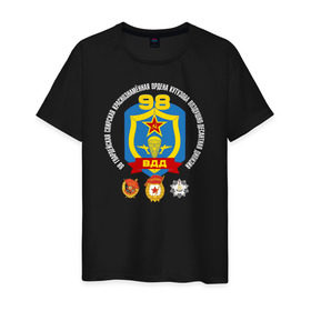 Мужская футболка хлопок с принтом 98 ВДД ВДВ в Белгороде, 100% хлопок | прямой крой, круглый вырез горловины, длина до линии бедер, слегка спущенное плечо. | 98 вдд вдввдв | 98вдд | гвардия | десант | дивизия