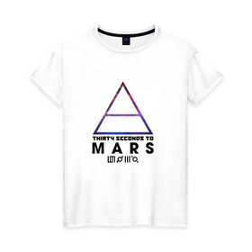 Женская футболка хлопок с принтом Thirty seconds to mars cosmos в Белгороде, 100% хлопок | прямой крой, круглый вырез горловины, длина до линии бедер, слегка спущенное плечо | 30 | cosmos | mars | seconds | to