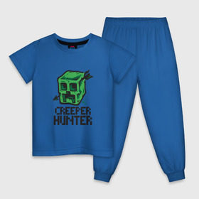 Детская пижама хлопок с принтом Creeper hunter в Белгороде, 100% хлопок |  брюки и футболка прямого кроя, без карманов, на брюках мягкая резинка на поясе и по низу штанин
 | Тематика изображения на принте: крипер | майнкрафт | охотник