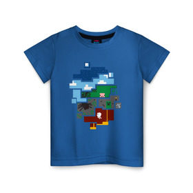 Детская футболка хлопок с принтом Minecraft world в Белгороде, 100% хлопок | круглый вырез горловины, полуприлегающий силуэт, длина до линии бедер | майнкрафт | мир