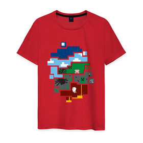 Мужская футболка хлопок с принтом Minecraft world в Белгороде, 100% хлопок | прямой крой, круглый вырез горловины, длина до линии бедер, слегка спущенное плечо. | Тематика изображения на принте: майнкрафт | мир