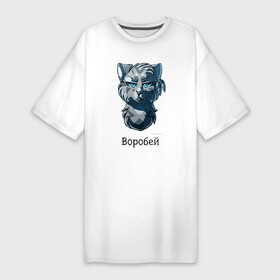 Платье-футболка хлопок с принтом Коты   Воители. Воробей в Белгороде,  |  | 