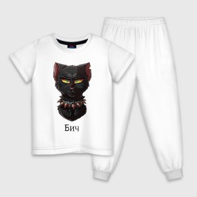Детская пижама хлопок с принтом Коты - Воители. Бич в Белгороде, 100% хлопок |  брюки и футболка прямого кроя, без карманов, на брюках мягкая резинка на поясе и по низу штанин
 | 