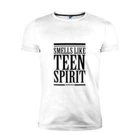 Мужская футболка премиум с принтом Smells like teen spirit в Белгороде, 92% хлопок, 8% лайкра | приталенный силуэт, круглый вырез ворота, длина до линии бедра, короткий рукав | smells like teen spirit