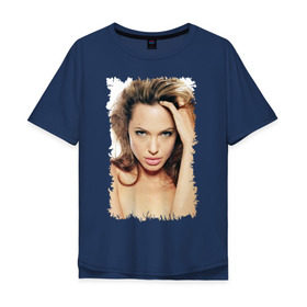 Мужская футболка хлопок Oversize с принтом Анджелина Джоли в Белгороде, 100% хлопок | свободный крой, круглый ворот, “спинка” длиннее передней части | angelina jolie | анджелина джоли | кинозвезда