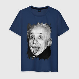 Мужская футболка хлопок с принтом Энштейн показывает язык в Белгороде, 100% хлопок | прямой крой, круглый вырез горловины, длина до линии бедер, слегка спущенное плечо. | albert einstein | альберт энштейн | учёный | физика