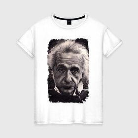 Женская футболка хлопок с принтом Альберт Энштейн в Белгороде, 100% хлопок | прямой крой, круглый вырез горловины, длина до линии бедер, слегка спущенное плечо | albert einstein | альберт энштейн | учёный | физика