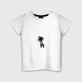Детская футболка хлопок с принтом Los Angeles palm в Белгороде, 100% хлопок | круглый вырез горловины, полуприлегающий силуэт, длина до линии бедер | angeles | la | los | анджелес | ла | лос