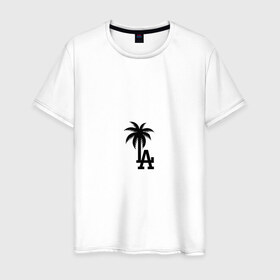 Мужская футболка хлопок с принтом Los Angeles palm в Белгороде, 100% хлопок | прямой крой, круглый вырез горловины, длина до линии бедер, слегка спущенное плечо. | angeles | la | los | анджелес | ла | лос