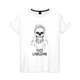 Женская футболка хлопок с принтом Tate Langdon в Белгороде, 100% хлопок | прямой крой, круглый вырез горловины, длина до линии бедер, слегка спущенное плечо | american | horror | story | американкая | история