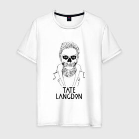 Мужская футболка хлопок с принтом Tate Langdon в Белгороде, 100% хлопок | прямой крой, круглый вырез горловины, длина до линии бедер, слегка спущенное плечо. | american | horror | story | американкая | история