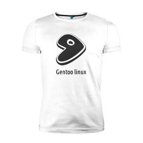 Мужская футболка премиум с принтом Gentoo linux в Белгороде, 92% хлопок, 8% лайкра | приталенный силуэт, круглый вырез ворота, длина до линии бедра, короткий рукав | gentoo | gentoo linuxпрограммист | linux | unix | админ