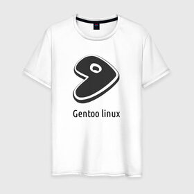 Мужская футболка хлопок с принтом Gentoo linux в Белгороде, 100% хлопок | прямой крой, круглый вырез горловины, длина до линии бедер, слегка спущенное плечо. | Тематика изображения на принте: gentoo | gentoo linuxпрограммист | linux | unix | админ