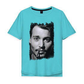 Мужская футболка хлопок Oversize с принтом Johnny Depp (retro style) в Белгороде, 100% хлопок | свободный крой, круглый ворот, “спинка” длиннее передней части | johnny depp | голливуд | джонни депп | кинозвезда