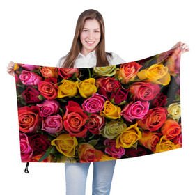 Флаг 3D с принтом Цветы в Белгороде, 100% полиэстер | плотность ткани — 95 г/м2, размер — 67 х 109 см. Принт наносится с одной стороны | flower | девушкам | розы | цветочки | цветы