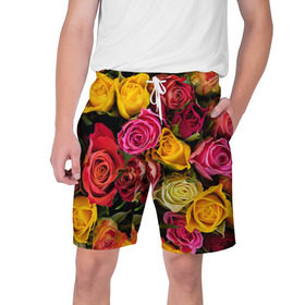 Мужские шорты 3D с принтом Цветы в Белгороде,  полиэстер 100% | прямой крой, два кармана без застежек по бокам. Мягкая трикотажная резинка на поясе, внутри которой широкие завязки. Длина чуть выше колен | Тематика изображения на принте: flower | девушкам | розы | цветочки | цветы