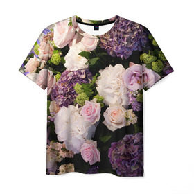 Мужская футболка 3D с принтом Цветы в Белгороде, 100% полиэфир | прямой крой, круглый вырез горловины, длина до линии бедер | flower | девушкам | розы | цветочки | цветы