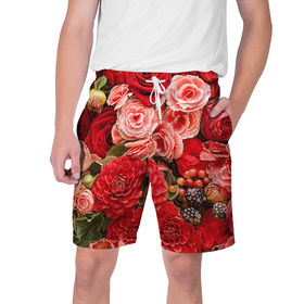 Мужские шорты 3D с принтом Цветы в Белгороде,  полиэстер 100% | прямой крой, два кармана без застежек по бокам. Мягкая трикотажная резинка на поясе, внутри которой широкие завязки. Длина чуть выше колен | flower | девушкам | розы | цветочки | цветы