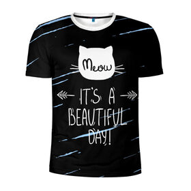 Мужская футболка 3D спортивная с принтом Прекрасный день в Белгороде, 100% полиэстер с улучшенными характеристиками | приталенный силуэт, круглая горловина, широкие плечи, сужается к линии бедра | cat | meow | киса | котик | кошка | прекрасный день
