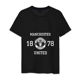 Мужская футболка хлопок с принтом Manchester United 1878 в Белгороде, 100% хлопок | прямой крой, круглый вырез горловины, длина до линии бедер, слегка спущенное плечо. | manchester | united | манчестер | юнайтед