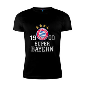 Мужская футболка премиум с принтом Super Bayern в Белгороде, 92% хлопок, 8% лайкра | приталенный силуэт, круглый вырез ворота, длина до линии бедра, короткий рукав | бавария