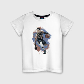Детская футболка хлопок с принтом Баскетбол в Белгороде, 100% хлопок | круглый вырез горловины, полуприлегающий силуэт, длина до линии бедер | basketball | nba | баскетболист | нба
