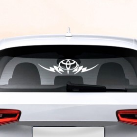 Наклейка на авто - для заднего стекла с принтом Toyota в Белгороде, ПВХ | Точные размеры наклейки зависят от выбранного изображения (ширина не больше 75 мм, высота не больше 45 мм) | Тематика изображения на принте: автобренд | лого | машина | тойота