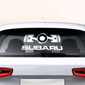 Наклейка на авто - для заднего стекла с принтом Subaru в Белгороде, ПВХ | Точные размеры наклейки зависят от выбранного изображения (ширина не больше 75 мм, высота не больше 45 мм) | Тематика изображения на принте: автобренд | лого | машина | субару