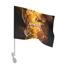 Флаг для автомобиля с принтом METALLICA в Белгороде, 100% полиэстер | Размер: 30*21 см | metallica | rock | металлика | метла | рок