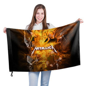 Флаг 3D с принтом METALLICA в Белгороде, 100% полиэстер | плотность ткани — 95 г/м2, размер — 67 х 109 см. Принт наносится с одной стороны | metallica | rock | металлика | метла | рок