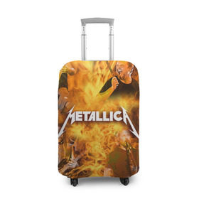 Чехол для чемодана 3D с принтом METALLICA в Белгороде, 86% полиэфир, 14% спандекс | двустороннее нанесение принта, прорези для ручек и колес | metallica | rock | металлика | метла | рок