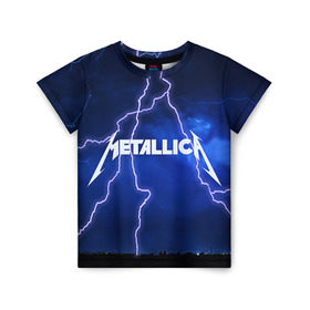 Детская футболка 3D с принтом METALLICA в Белгороде, 100% гипоаллергенный полиэфир | прямой крой, круглый вырез горловины, длина до линии бедер, чуть спущенное плечо, ткань немного тянется | metallica | rock | металлика | рок