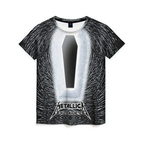 Женская футболка 3D с принтом METALLICA в Белгороде, 100% полиэфир ( синтетическое хлопкоподобное полотно) | прямой крой, круглый вырез горловины, длина до линии бедер | металлика