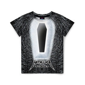 Детская футболка 3D с принтом METALLICA в Белгороде, 100% гипоаллергенный полиэфир | прямой крой, круглый вырез горловины, длина до линии бедер, чуть спущенное плечо, ткань немного тянется | металлика