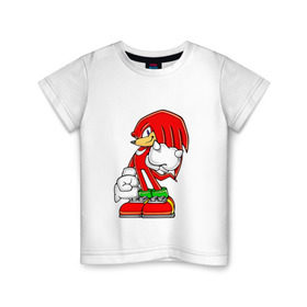 Детская футболка хлопок с принтом Knuckles в Белгороде, 100% хлопок | круглый вырез горловины, полуприлегающий силуэт, длина до линии бедер | knukles | sonic | ехидна | наклз | соник
