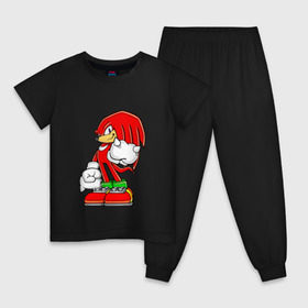 Детская пижама хлопок с принтом Knuckles в Белгороде, 100% хлопок |  брюки и футболка прямого кроя, без карманов, на брюках мягкая резинка на поясе и по низу штанин
 | knukles | sonic | ехидна | наклз | соник