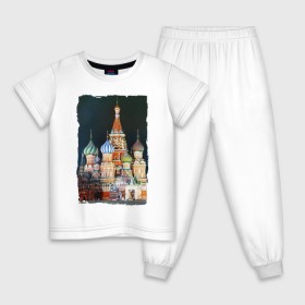 Детская пижама хлопок с принтом Собор Василия Блаженного в Белгороде, 100% хлопок |  брюки и футболка прямого кроя, без карманов, на брюках мягкая резинка на поясе и по низу штанин
 | 