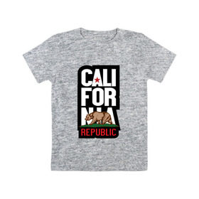 Детская футболка хлопок с принтом CALIFORNIA REPUBLIC в Белгороде, 100% хлопок | круглый вырез горловины, полуприлегающий силуэт, длина до линии бедер | california | usa | калифорния | мода | повседневный | сша